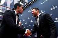 Carlos Alcaraz and Lionel Messi at the 2023 Laureus World Sports Awards in Paris.